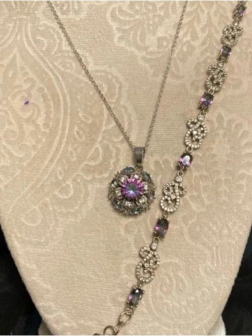 925 Silver Mystic Topaz Crystal Pendant Necklace and Bracelet Set